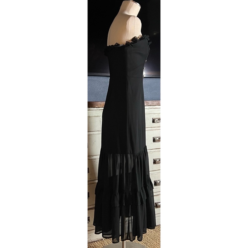 Anthropologie Strapless Ruffle Side Slit Dress 6 - Picture 4 of 10
